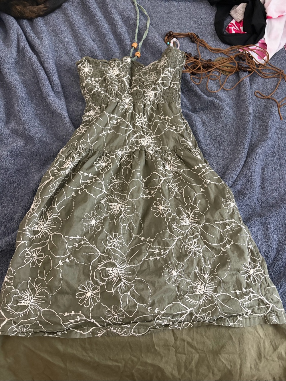 Urban outfitters Green Floral Embroidered Sundress